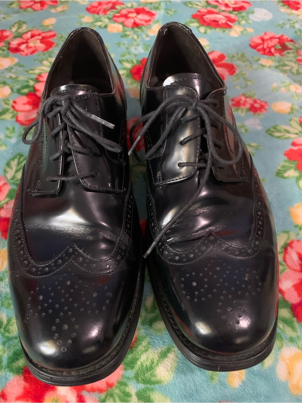 Johnston & Murphy Wingtip Brogue Black Leather Dress Shoes 10
